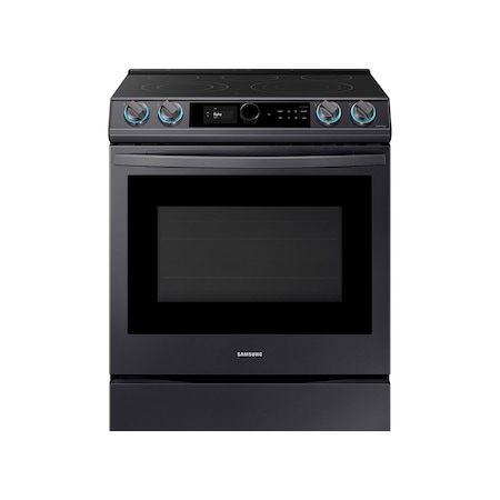 Samsung 6.3 cu ft Smart Dial & Air Fry Convection Slide-in Dual Fuel Range in Black Stainless Steel NE63T8711SG